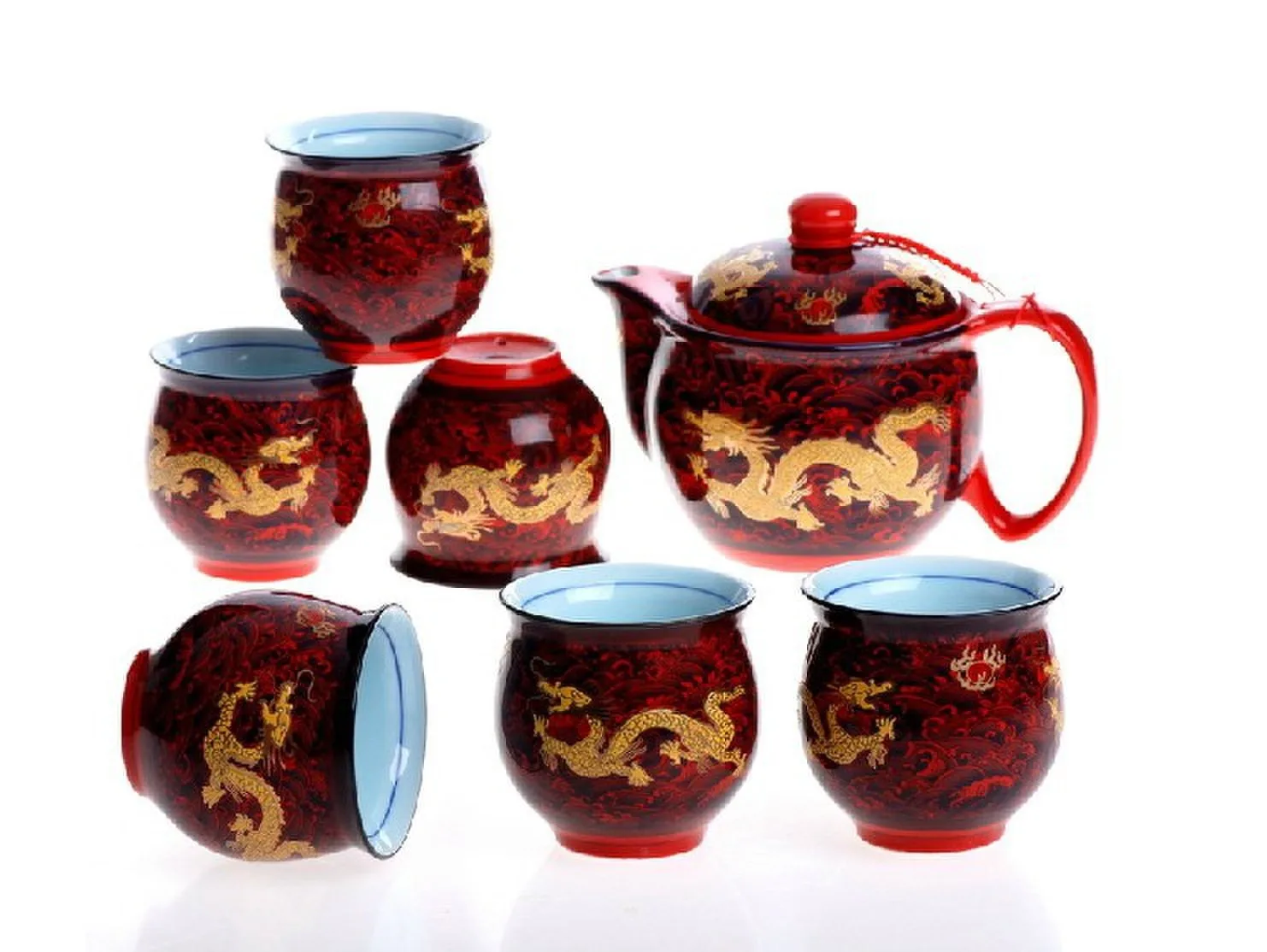 Hot,Chinese dragon thermal insulation proof tea sets,double cups,ceramic teapots,for home/office