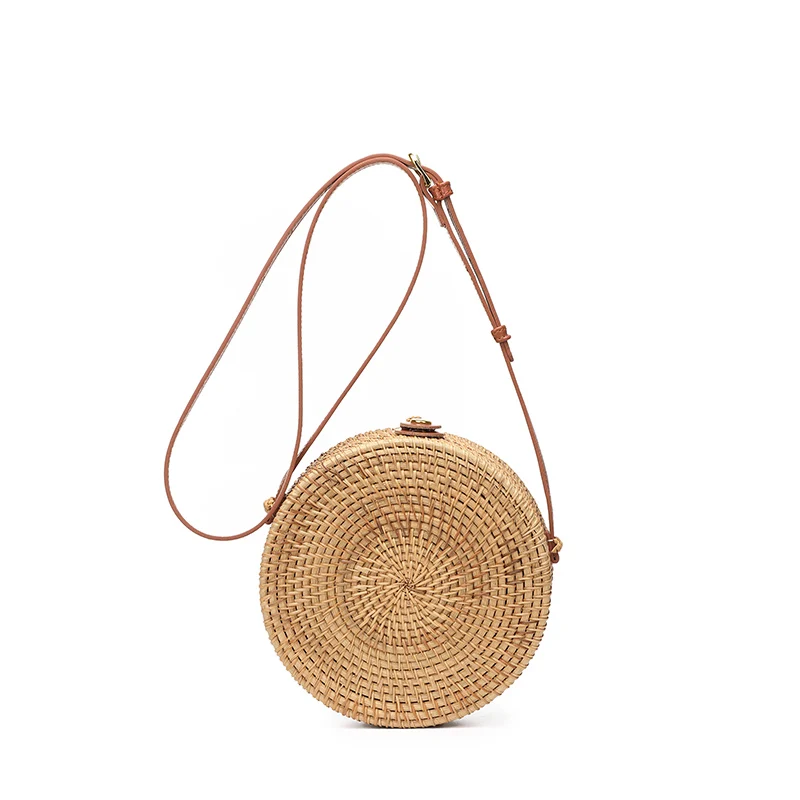 

2019 New Summer Slung Women Bag Wild ins Style One Shoulder Straw Small Round Bag Simple Art Female Young Fashion Rattan Handbag