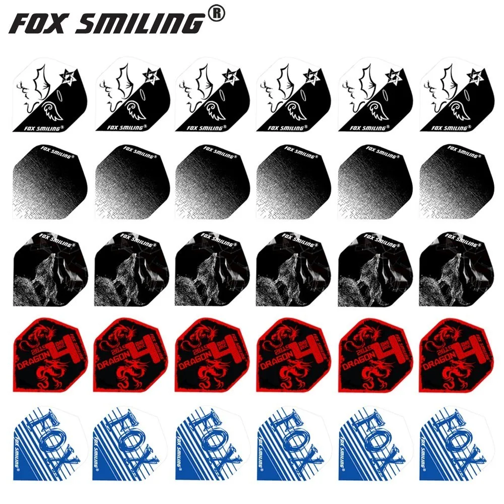 Fox Smiling 60/48/30/12 шт. 2D Прохладный Стандартный Дротика Перелёты хорошее Дротика s полета открытый крыло хвост с разными рисунками - Цвет: fox 30pcs