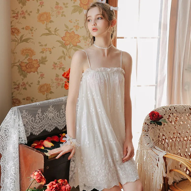 JULY'S SONG принцесса ночная рубашка невесты пижамы женская ночная рубашка из модала Дворцовый стиль милые девушки весна лето