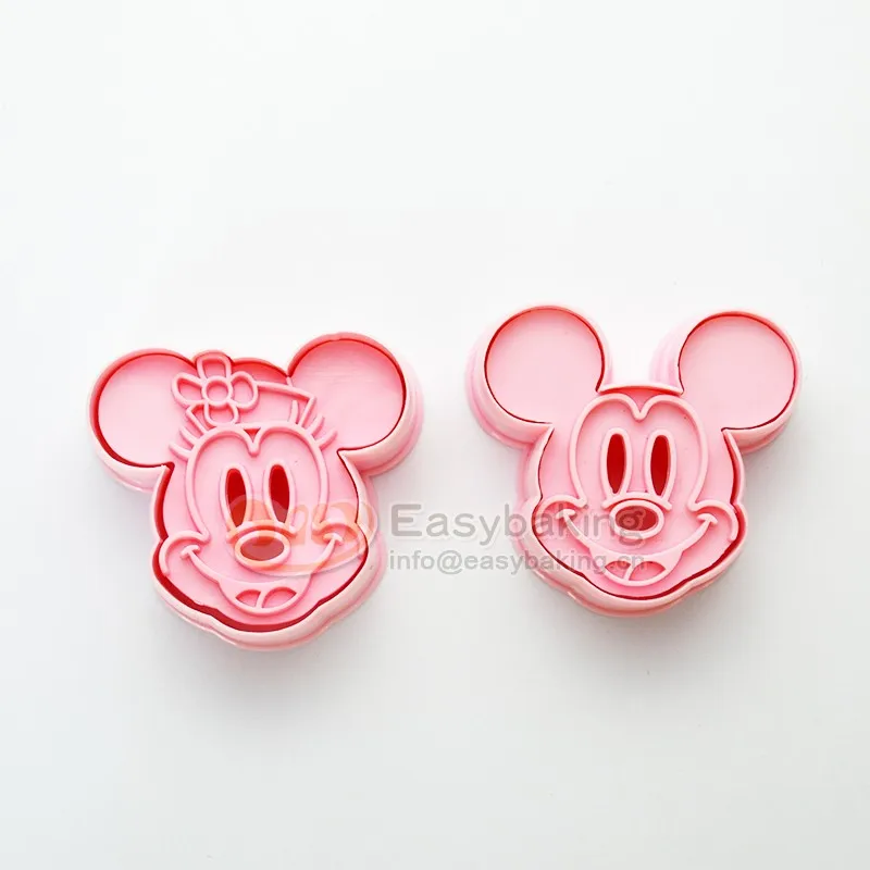 3D Mickey and Minnie Cookie CuttersCartonn Cookie StampEmbossing Cookie MoldFondant ToolsTheme Party