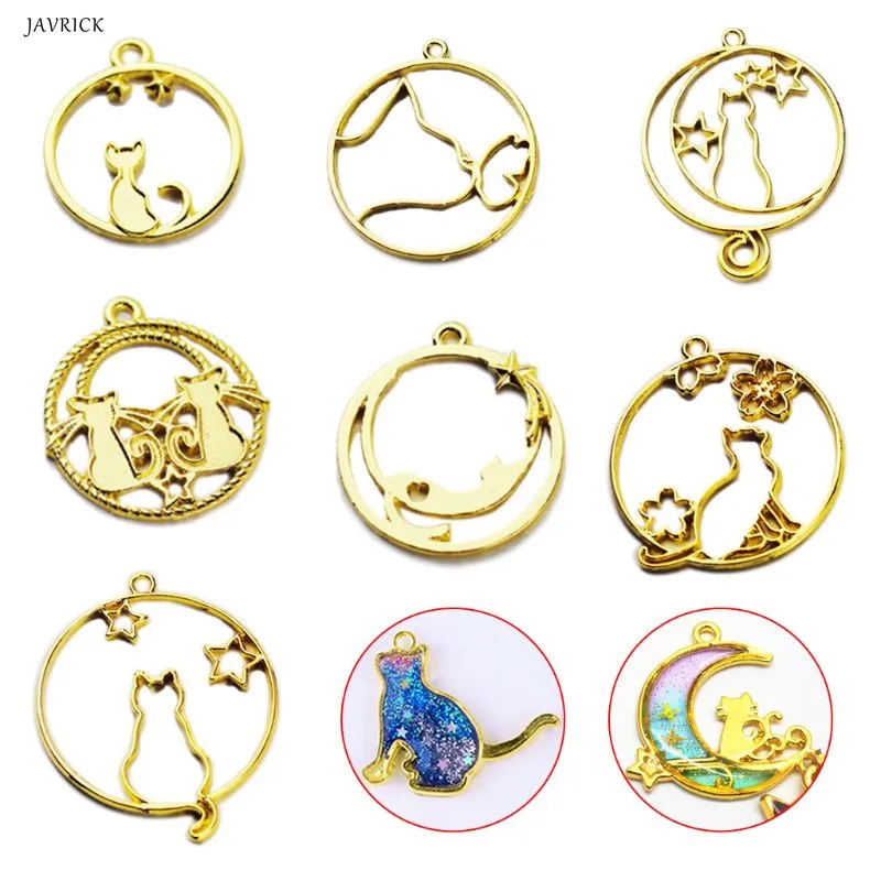 

7 Pcs/set UV Epoxy Resin Openwork Metal Border Star Tail Kiss Cat Modeling DIY Pendant Key-chain Jewelry Frame Mold