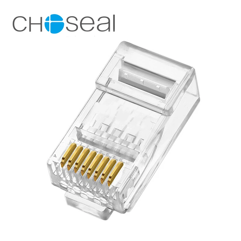 Choseal QS6015S RJ45 разъем Cat5E 8P8C модульный Ethernet сетевой кабель штекер позолоченный Вилки