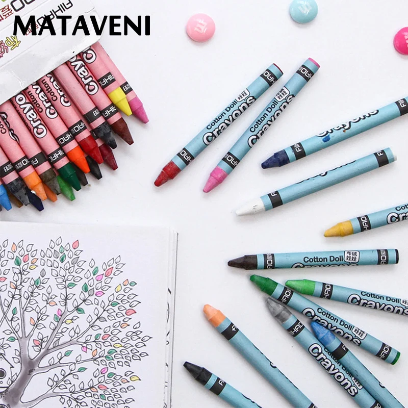

Coloured Wax Caryon Set 8/12/24 Colors Crayons Pastel Non-toxic Safe For Kids Children Drawing Painting School Supplies
