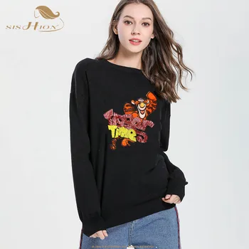 

SISHION Spring Animal embroidery Pullovers sweaters H7112 2019 new European and American style suit with sweater women