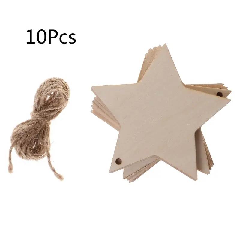 

10Pcs/Bag Laser Cut Wood Star Embellishment Wooden Shape Craft Wedding Decor