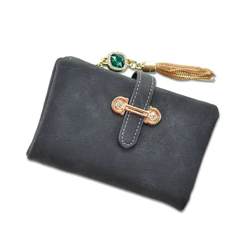 

2018 Hot Selling! Nice Women Short Bifold wallet nubuck leather Purse jewellery tassel Clutch Bag Hasp Business Money Bag Gift