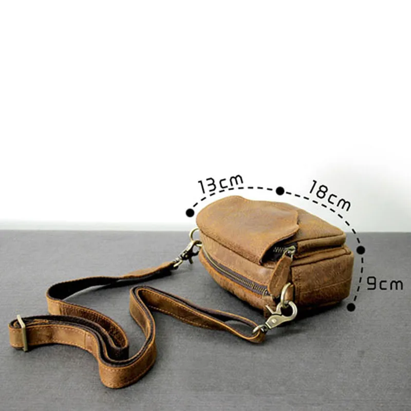 AETOO Original handmade leather bag crazy horse skin boys cross package simple retro bag leather pockets function Messenger bag 
