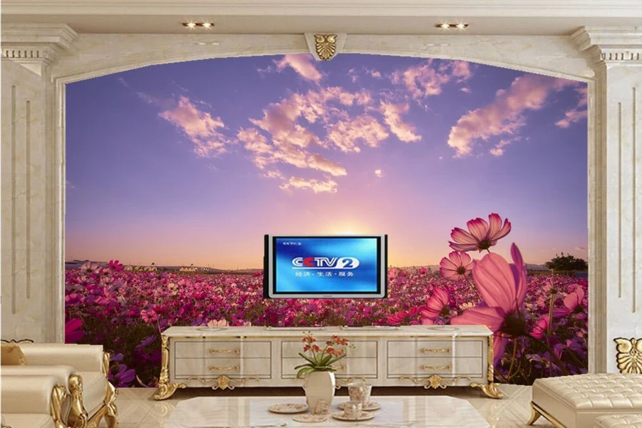 Mural 3D personalizado, fondos de pantalla de flores de la naturaleza del  cielo y los atardeceres de los campos de plantas, sala de estar, sofá, TV,  pared, dormitorio, papel de pared|nature flowers