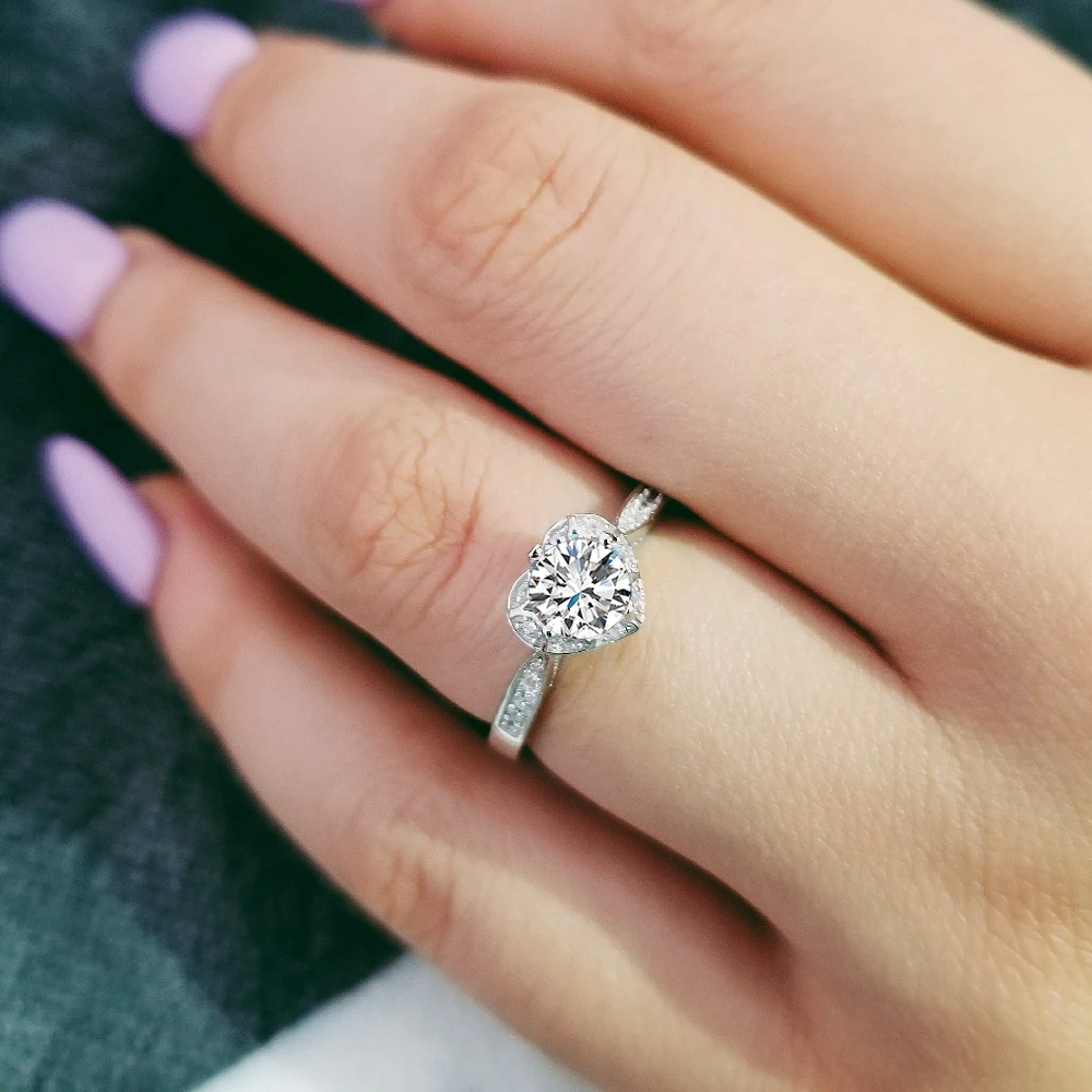 Женское кольцо из серебра 925 пробы в форме сердца|925 sterling silver ring|wedding ringssterling rings |