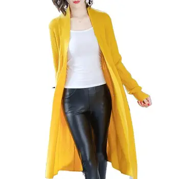 

2019 Spring Autumn New Fashion Women Slim Knit Long Cardigan Sweater Coat Female Soft Tricot Blouse Casual Open Stitch Tops K61