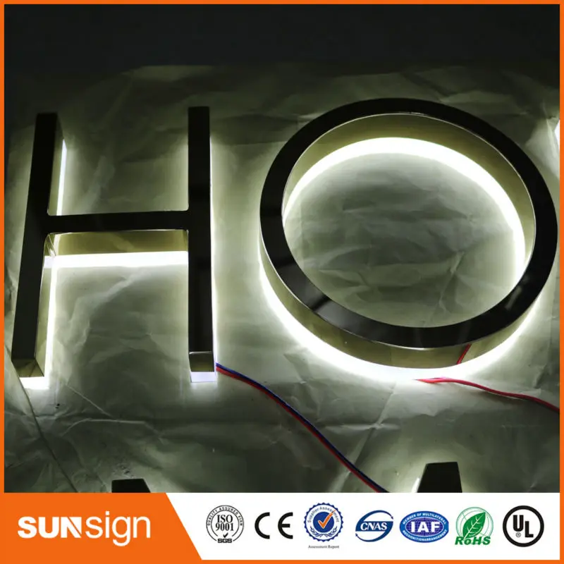 

Custom Advertising 3D stainless steel alphabet letters sign LED Backlit Sign