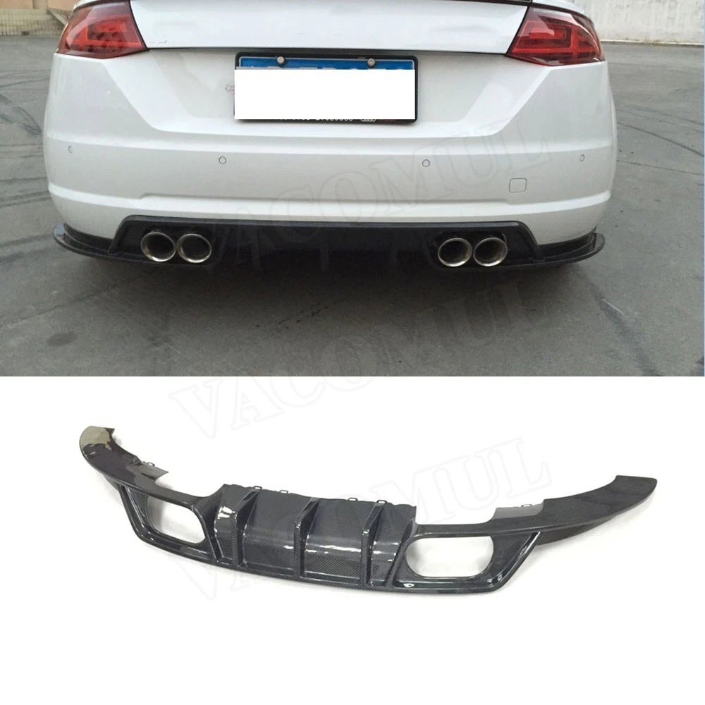

Carbon Fiber Rear Bumper Lip Diffuser For Audi TT TTS TTRS 2014-2017 Four Outlet exhaust BT Style