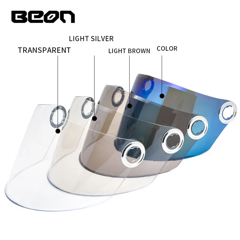 

BEON Official store B-105 open face helmet visor lens motorcycle long lens capacete PC UV visor / transparent /light brown color