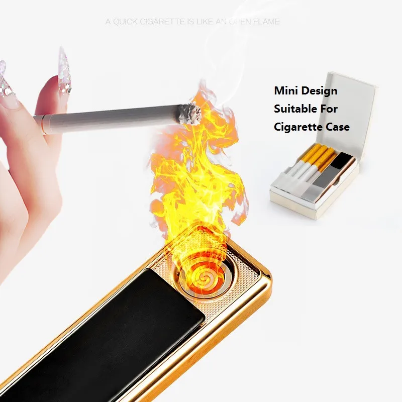 

Portable Metal Cigarette Lighter Usb Rechargeable Flameless Lighter Windproof No fire Torch Lighter Smoking Gadgets for Men