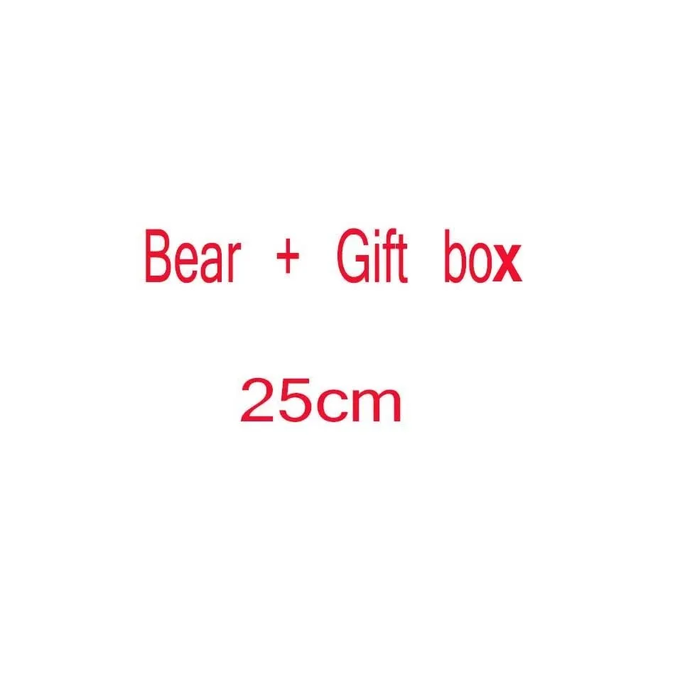 VIP Цена, Прямая, 25 \ 40 см, красный плюшевый мишка, цветок розы, искусственные рождественские подарки для женщин, подарок на день Святого Валентина, плюшевый медведь - Цвет: Bear and Gift Box 25