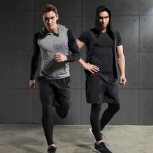 Мужской костюм для фитнеса с длинным рукавом быстросохнущая одежда майки homme survete мужские компрессионные комплекты для мужчин