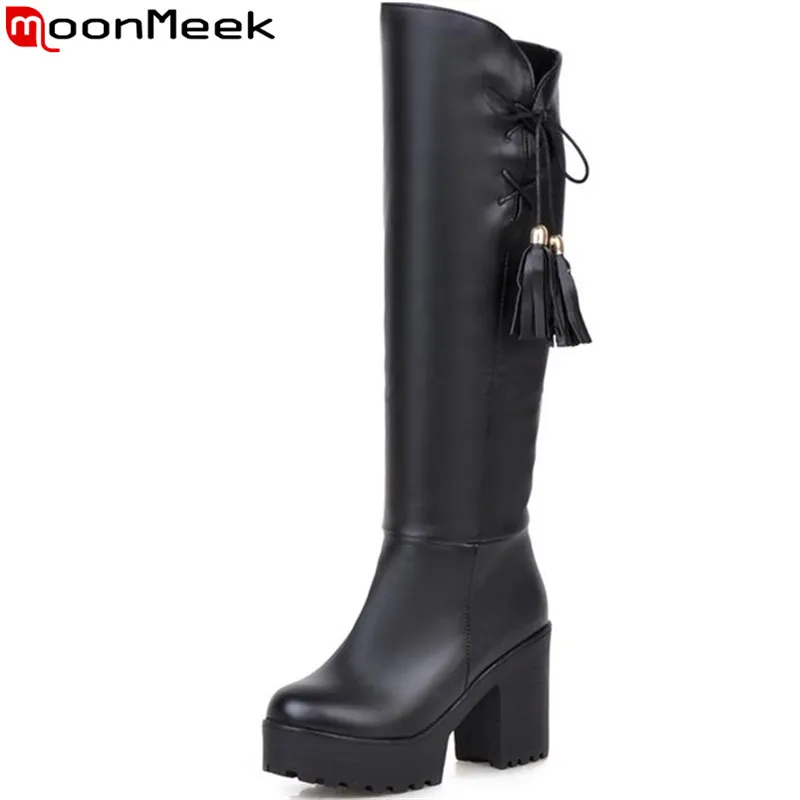 MoonMeek large size 34 46 slip on women knee high boots new arrival ...