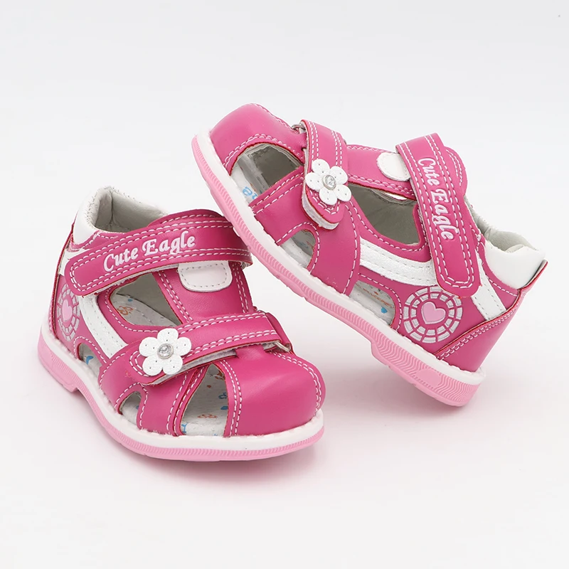 Cute Eagle Summer Girls Sandals Pu Leather Toddler Kids Orthopedic Sandals Girls Closed Toe Baby Flat Shoes Eur 20-30 New 2022 2