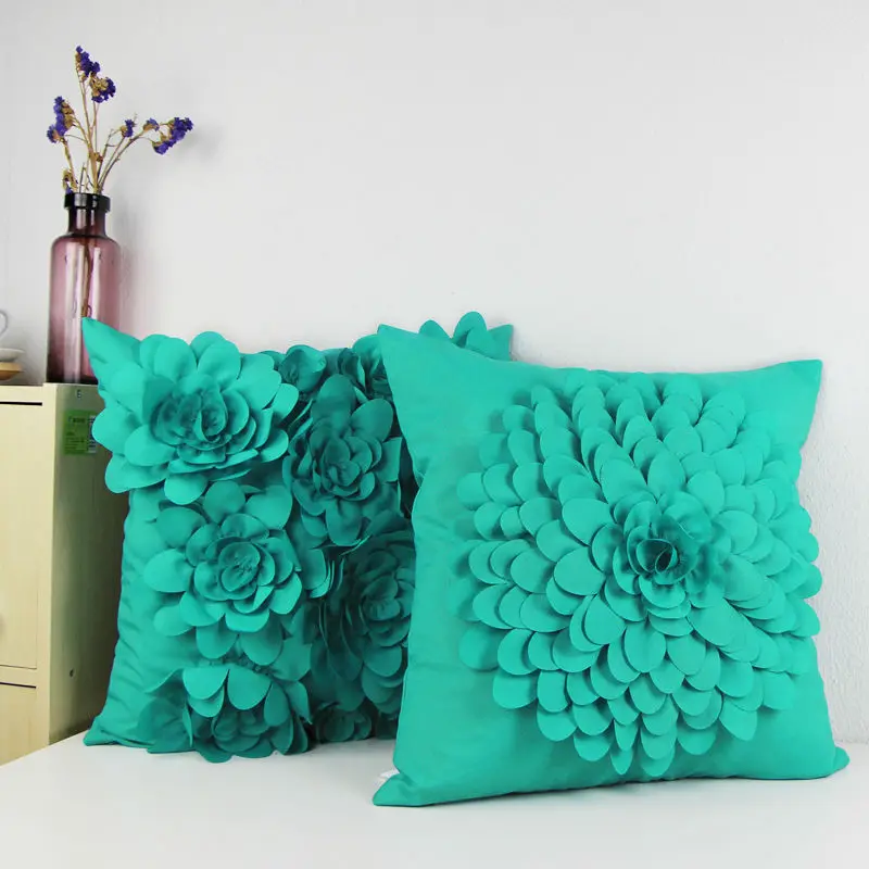 2017 Canvas Handmade Flowers Accent Decorative Throw Pillow Cases Actual Patterns On The Throw Pillow Cover Cushion May Differ Due To Pattern Placement Original Fabric Layout