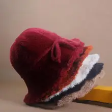 Женская панама Осень Зима плюшевая теплая однотонная Кепка модный корейский стиль Женский Аксессуары для одежды