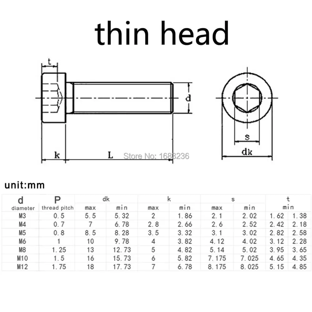 10/50 M3 M4 M5 M6 M8 A2 304 нержавеющая сталь DIN7984 Шестигранная розетка тонкая Низкопрофильная головка Шестигранная Крышка Болт L = 4-65 мм