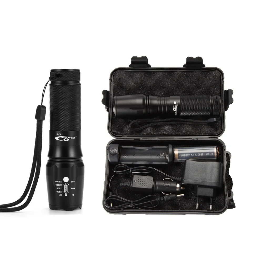 

5000 lumen LED Flashlight Aluminum T6 Zoom LED Tactical Torch for 18650 Rechargeable Battery or AAA Outdoor Lighting light