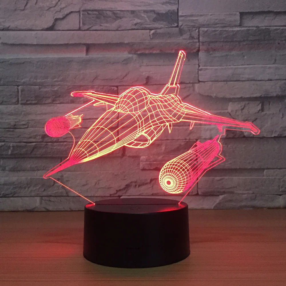  New Warplane Aircraft 3D Night Light Table lamp Multi Colors Jet plane with USB Power Decor Birthda - 32885745817