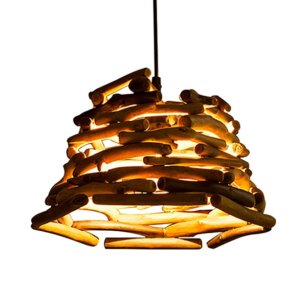 

Solid Wooden Creative modern Japanese Korean minimalist log tatami restaurant lamp single wood wood pendant light MZ43