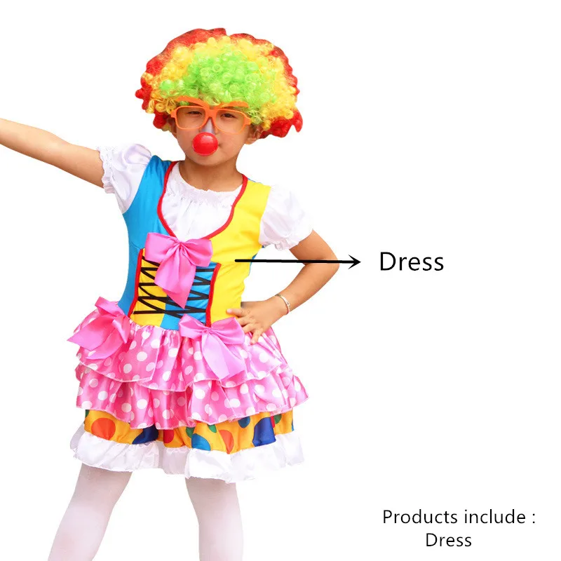 Детский костюм клоуна на Хеллоуин девушки клоун карнавальные костюмы комбинезоны Дети сценическое представление озорной Арлекин униформа - Цвет: 34