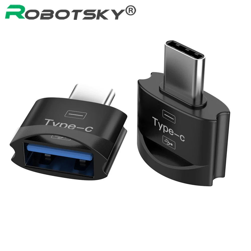 Robotsky OTG USB 2,0 type-C конвертер usb type C адаптер USB C мужчин и женщин USB для samsung huawei Letv Macbook Matebook c type переходник otg type-c