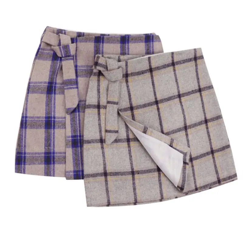 Women Skirt Casual High Waist Half Short Skirt Korean Version Plaid Skirt