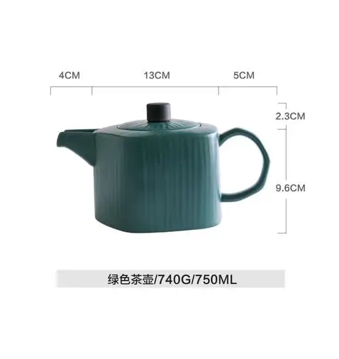 1 шт. KINGLANG керамическая элегантная зеленая кофейная молочная Кружка Блюдце чашка чайник чашка посуда - Цвет: green teapot