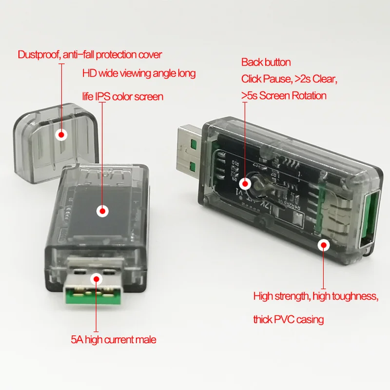 Цифровой USB тестер постоянного тока 30 в 5 А измеритель емкости и напряжения QC 2 0 3