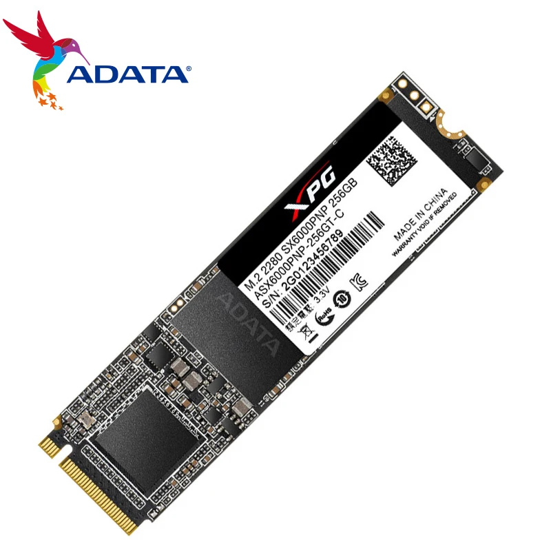 ADATA XPG SX6000PRO PCIe 256GB 512 Гб Скорость чтения 1500 МБ/с. 3D NAND PCIe Gen3x2 M.2 2280 NVMe 2100 МБ/с. WS твердотельный накопитель