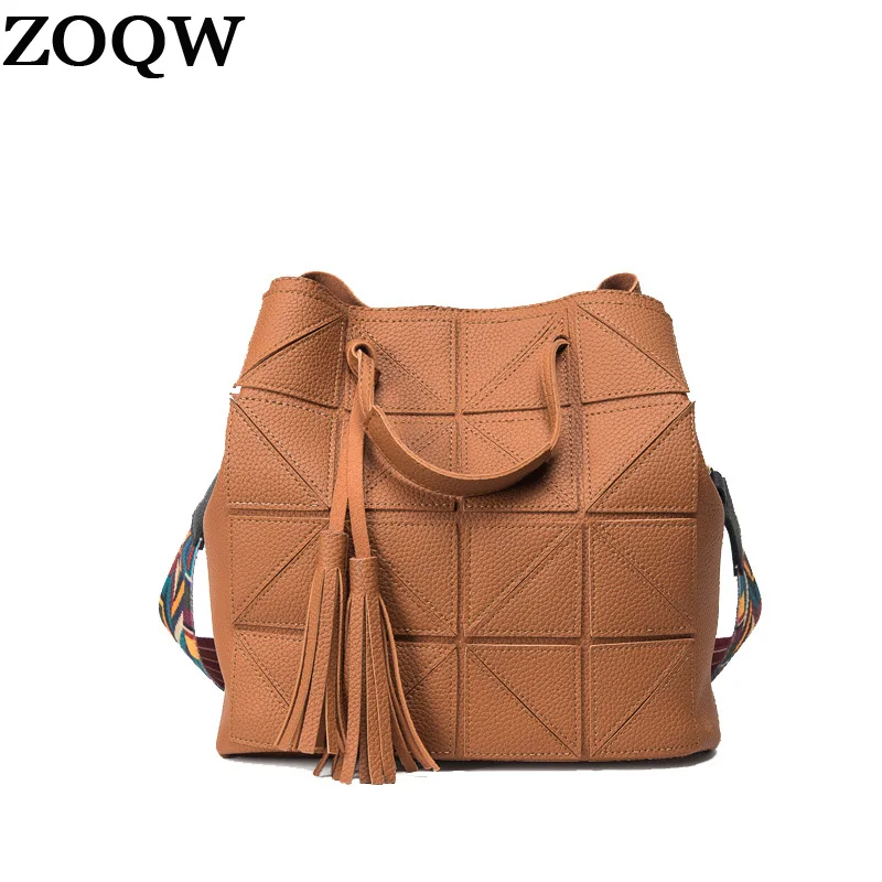 

ZOQW 2018 Fashion Bucket Bag Women Leather Handbags With Tassel Designer Shoulder Bags Ladies Crossbody bolsa feminina WYQ556