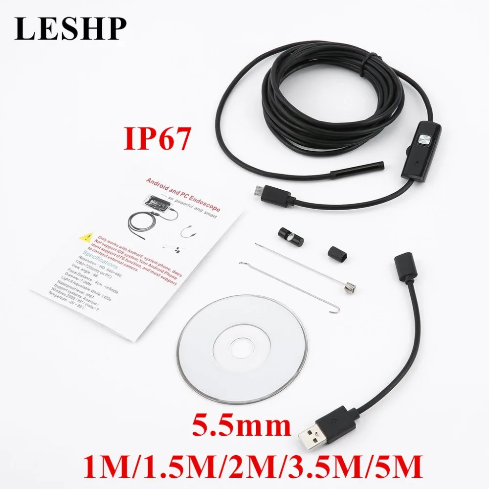 

1/1.5/2/3.5/5M 5.5mm Endoscope Camera 720P Soft Cable Waterproof 6 LED Mini USB Endoscope Inspection Camera For Android PC