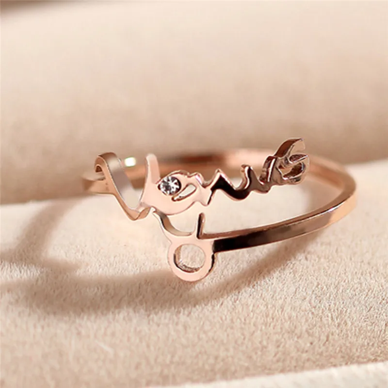 ROMAD 12 созвездия зодиака изысканное кольцо знак изысканное кольцо s розовое золото цвет титан сталь регулируемый размер женские кольца R4
