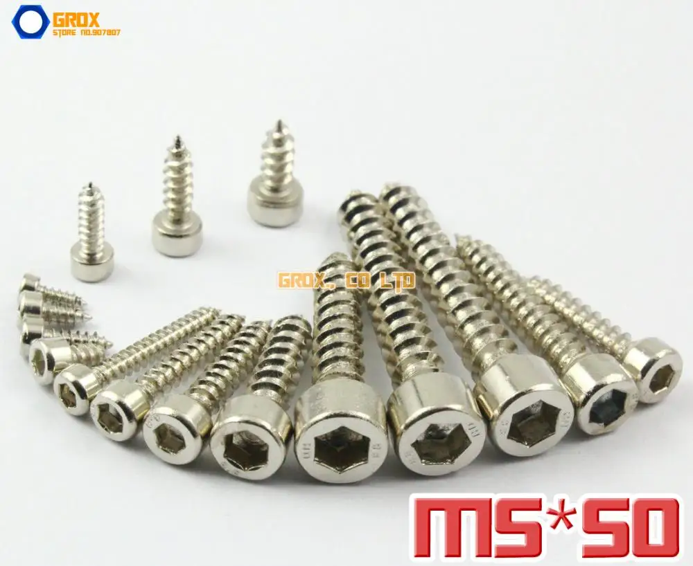 

25 Pieces M5 x 50mm 8.8 Grade Alloy Steel Nickel Plated Hexagon Socket Cap Head Self Tapping Screw Model Screw