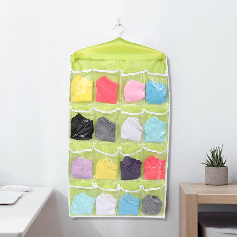 حار! 16 جيوب واضحة حقيبة للحمل الجوارب الملابس الداخلية الصدرية رف شماعات تخزين الملابس الداخلية خزانة المنظم جديد دروبشيب