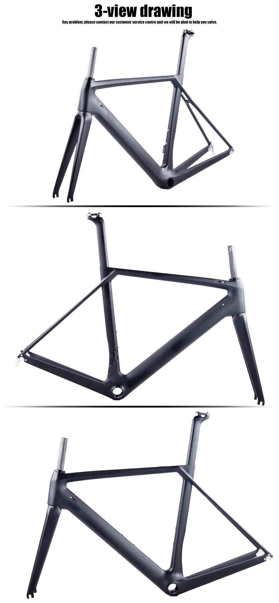 Sale Chinese Flat mount disc brake or C-brake Carbon Road Frame T800 Aero full carbon fiber road bike frame QR or thru axle 4