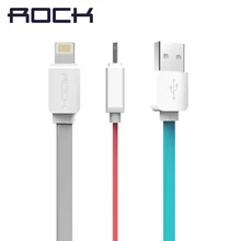 For iPhone Cable IOS 10 ROCK 2.1A Charging 1m 2m Flat Usb Charger Cable For iPhone 7 6 5 iphone7 iPhone6 iphone5 lighting Cable