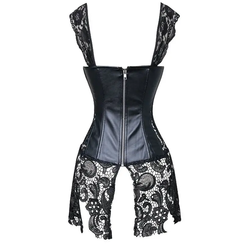 Leather Corset Bondage Cinta Modeladora Lace Corset Dress Corpete Gothic Clothing Latex Corset Steampunk Clothing Plus Size 6XL (6)