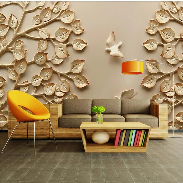 Beibehang Custom Wallpaper Woodcarving Leaves Pigeons Tv Beibehang Custom Wallpaper Woodcarving Leaves Pigeons Tv Background Wall Decorative Painting 5d Murals 8d Py