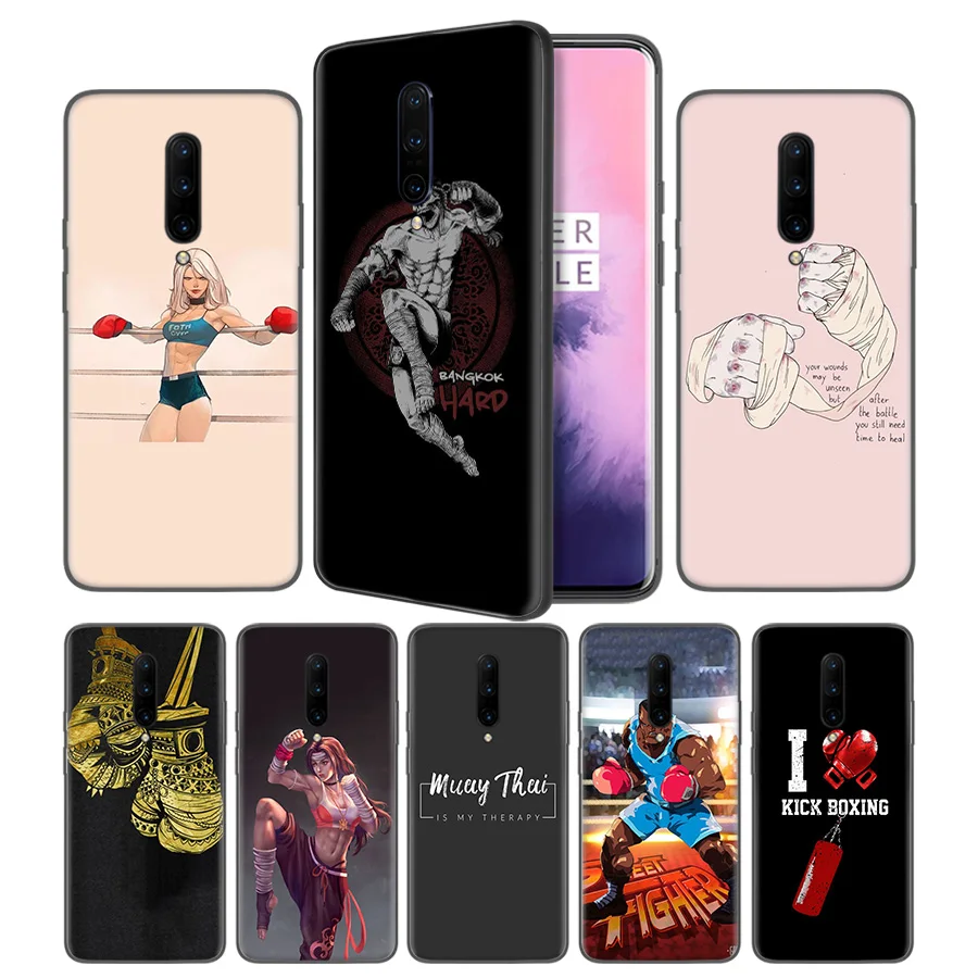 Muay Thai Fight Boxing Soft Black Silicone Case Cover for font b OnePlus b font 6