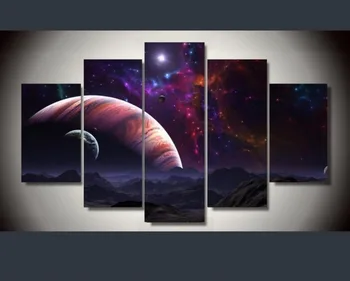 

2017 Special Offer Rushed Irregular Oil Fallout Paintings 5 Panels Decor Modular High Quality Pictures Landscape Painting Wall