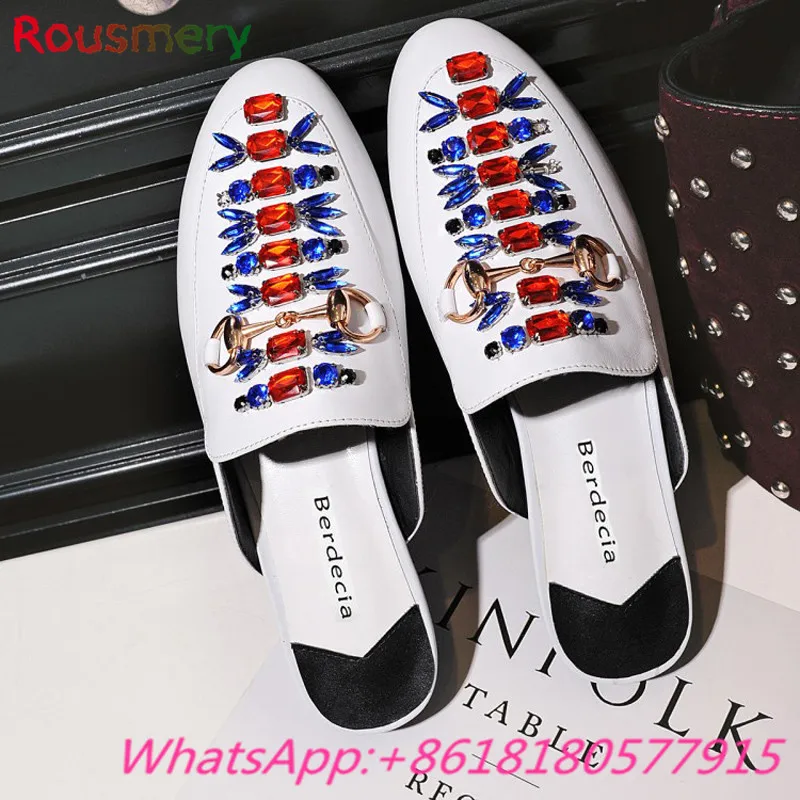 Attractive Square High Heels Woman Slippers Summer Outside Comfortable Colorful Crystal Woman Shoes Soft Zapatos Mujer Tacon