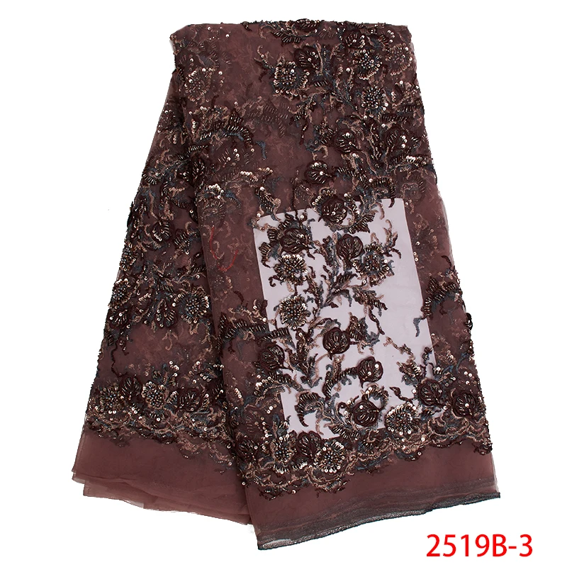 Кружевная ткань высокого качества африканский тюль кружевная ткань в нигерийском стиле талевая кружевная ткань ткани с блестками бисером для женщин платье KS2519B-5