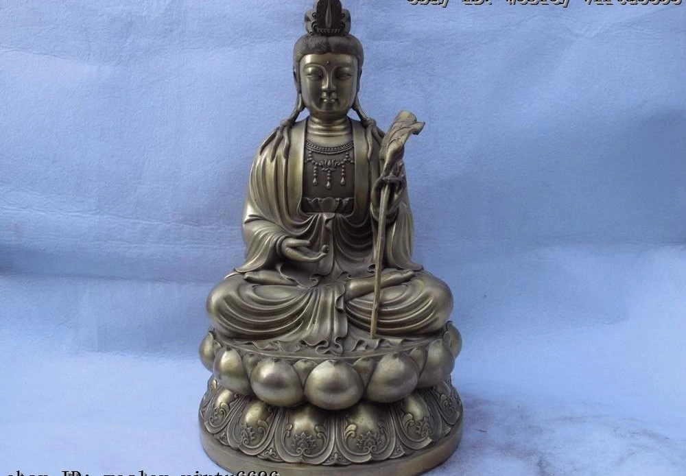 Тибетский буддистский храм медная латунь Mahasthamaprapta Bodhisattva статуя Гуань Инь|Статуи
