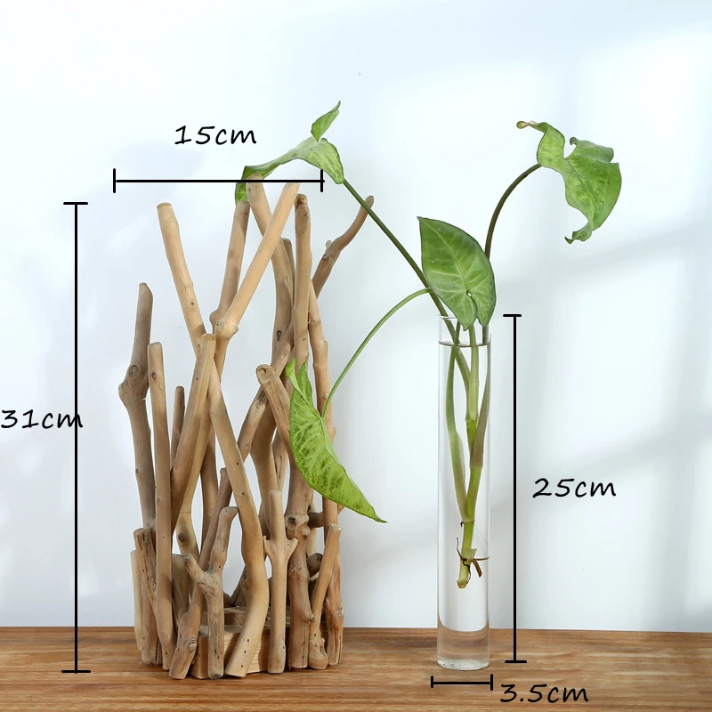 1 Набор стеклянная ваза в форме трубки прозрачная Цветочная бутылка с деревянной полкой деревянная подставка гидропонное Стекло контейнер домашний Декор Орнамент